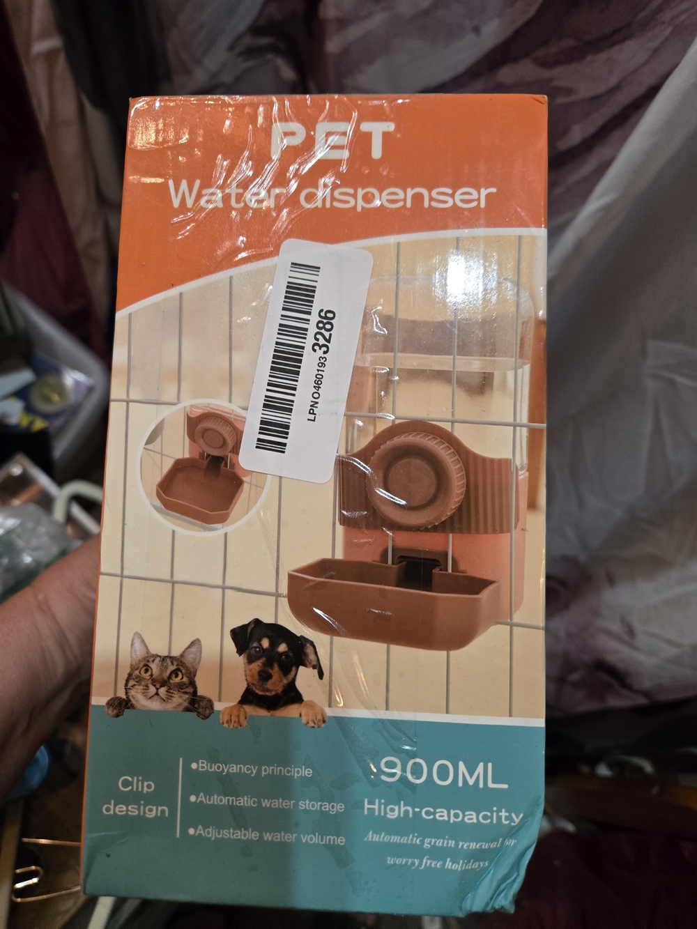 900ML Clip-On Small Pet Water And Feeder Dispenser - Orange